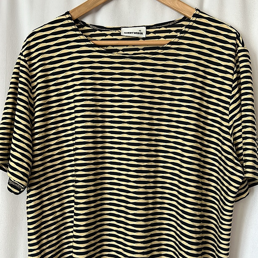 Gerry Weber Stylish Yellow/Black Short Sleeve Blouse Shirt Top **Sz 46/US 16** - Picture 3 of 4